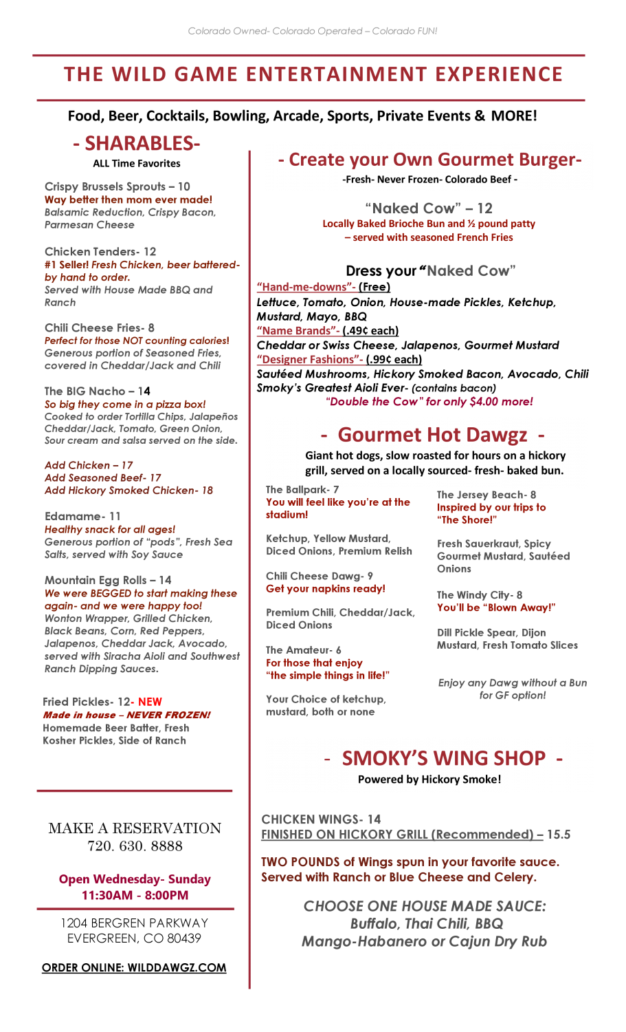 NEW MENU OCT 1 The Wild Game